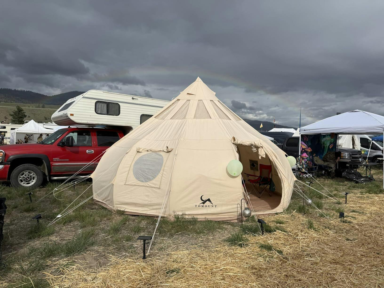 TOMOUNT Droplet™ Canvas Bell Tent with Stove Jack & Starview