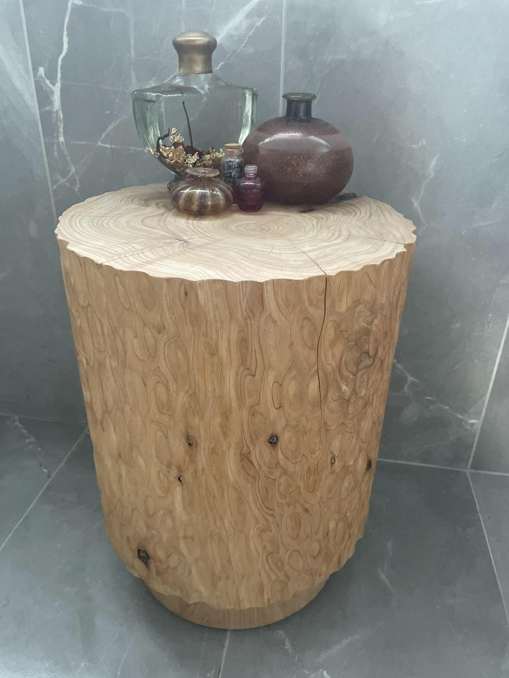 studio nikco | wooden stool / side table | stepped no.2 carved