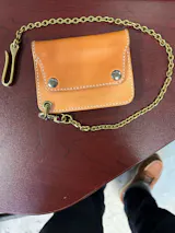 Short Trucker Wallet With A Ring For Chain or Lanyard, Unpainted Veg Tanned Wallet For Rider, Biker or Trucker