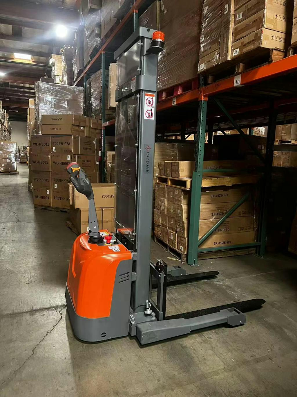 Powered Forklift Full Electric Walkie Stacker 3300lbs Cap. Straddle Legs.98" lifting
