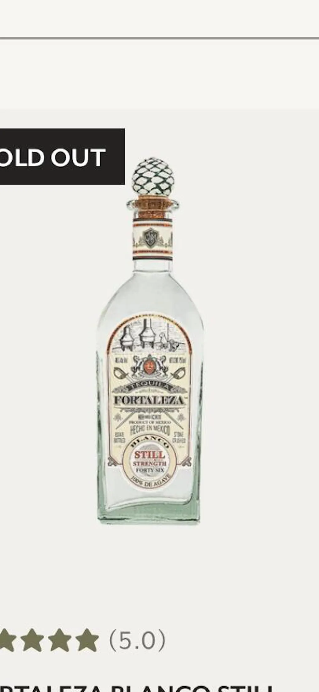Fortaleza Blanco Tequila 750ml – Total Bourbon