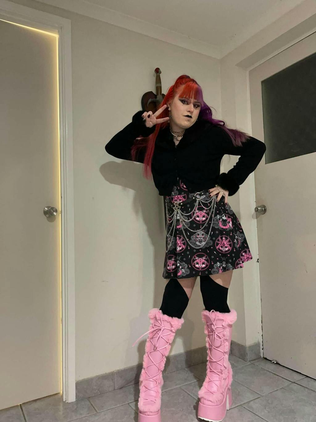 Demonia CAMEL311 Pink Platform Boots Pastel Goth Shoes Australia