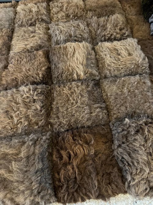 Handmade Bison Leather Patchwork Rug - Natural Hair-On First Grade 8ft x 5ft