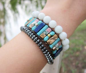Ocean turquoise Mixed Beads - Bohemian Wrap Bracelet