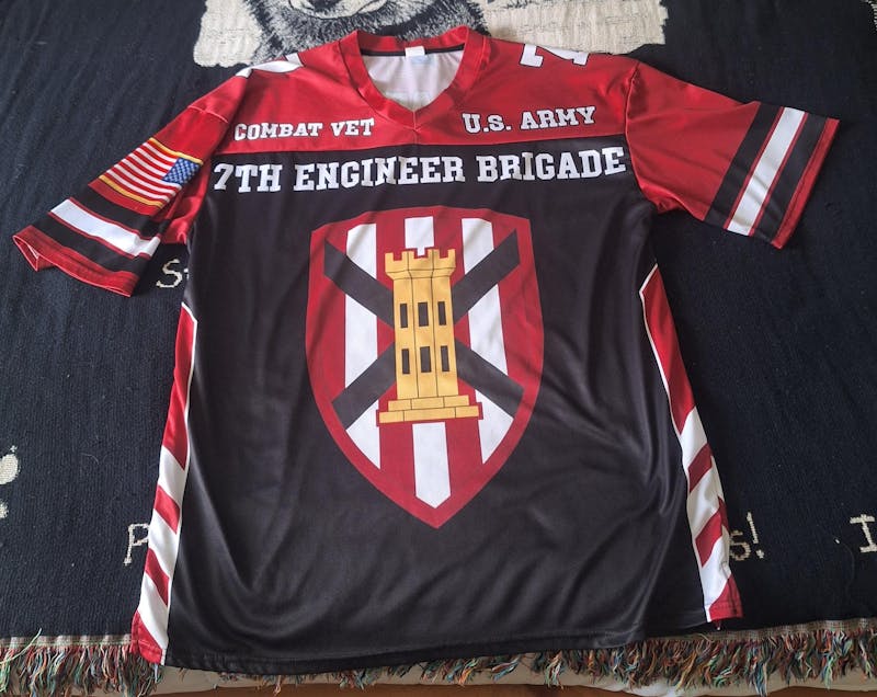 Custom Division All Branches Of Service Football Jersey Gift For Military Retirement Veteran Dad Grandpa H2511