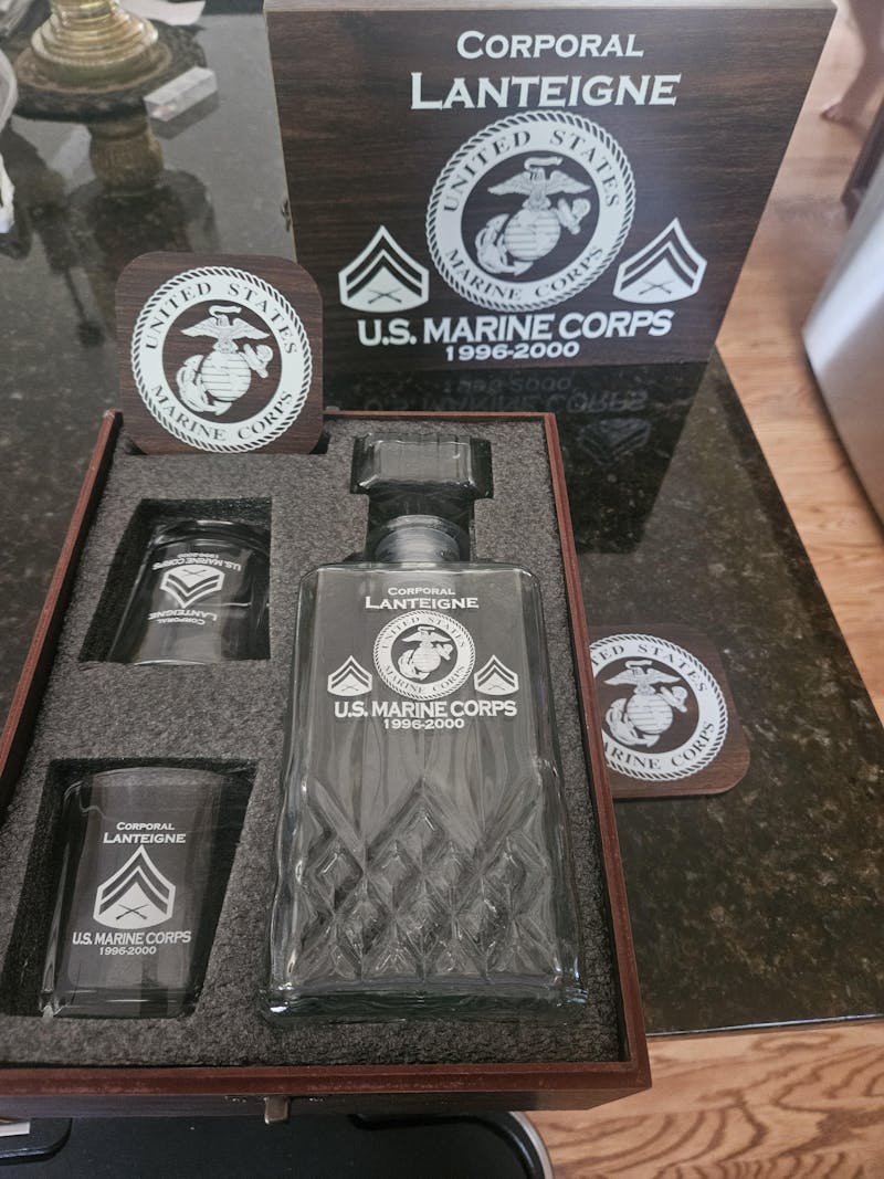 Custom Military Decanter Set Custom Whiskey Decanter Set For Military Veteran Military Retirement Gift H2511