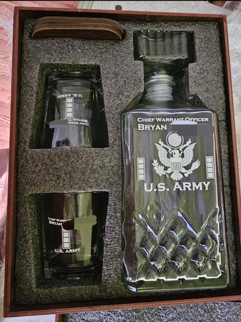 Custom Military Decanter Set Custom Whiskey Decanter Set For Military Veteran Military Retirement Gift H2511