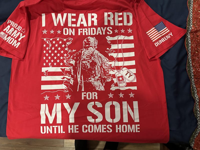 I Wear Red On Friday For My Son Support Our Troops Personalized Shirt For Military Dad Mom Family H2511