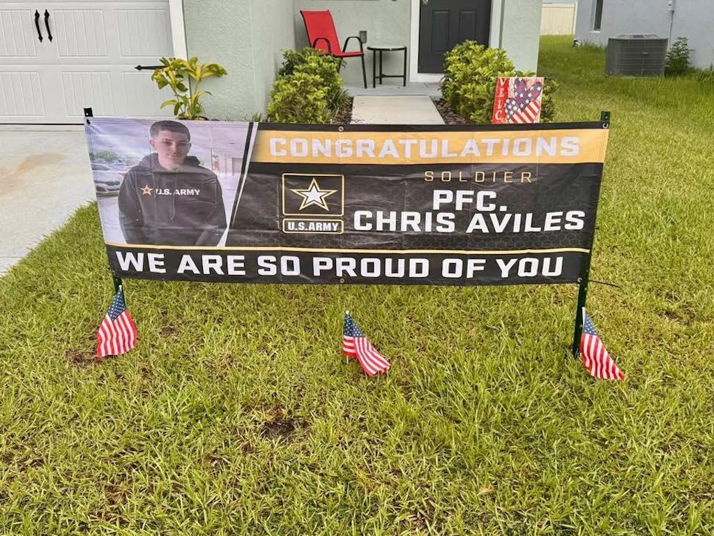 U.S. Military Graduation Banner Congratulations Soldier We Are So Proud Of You Custom Congrats Sign for Your Soldier's Big Day H2511