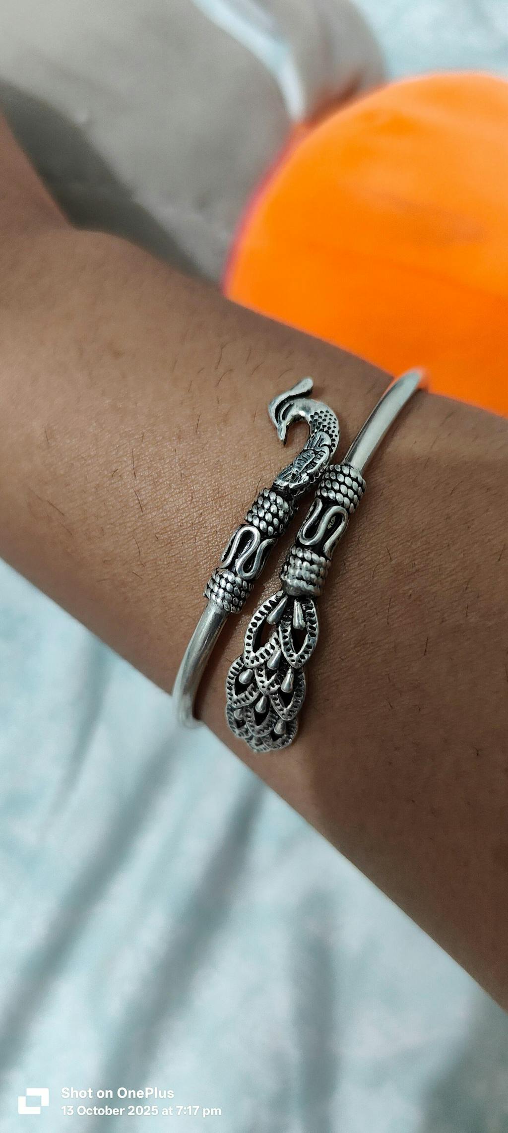 Peacock style 925 sterling silver bangle bracelet, easy to plug with your wrist silver kada jewelry nsk733