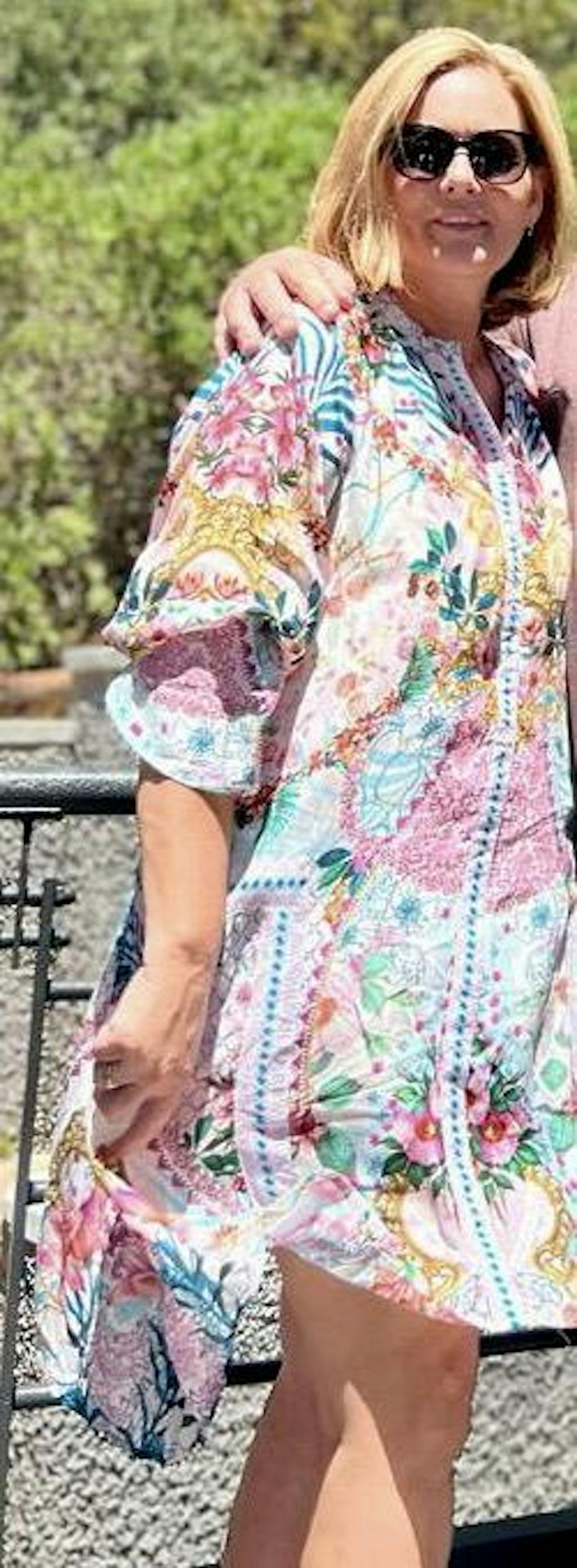 Amalfi Dress In Blue And Pink Floral