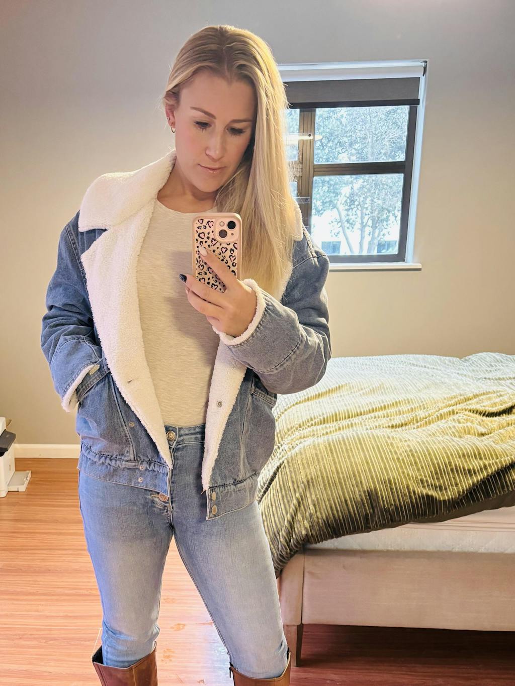 Denim Teddy Lined Winter Jacket