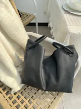 Noa - Black Leather Hobo Bag