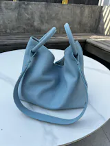 Noa - Blue Leather Shoulder Hobo Bag