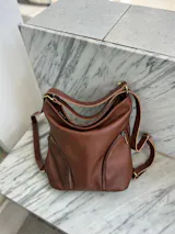 Sandra - Brown Slouchy Leather Hobo Shoulder Bag