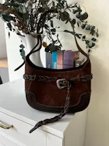 The Juniper - Brown Suede Western Buckle Shoulder Bag