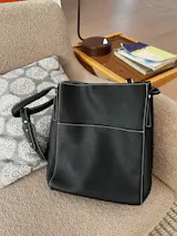 Waymark - The Essential Work Tote in Black Pebbled Leather