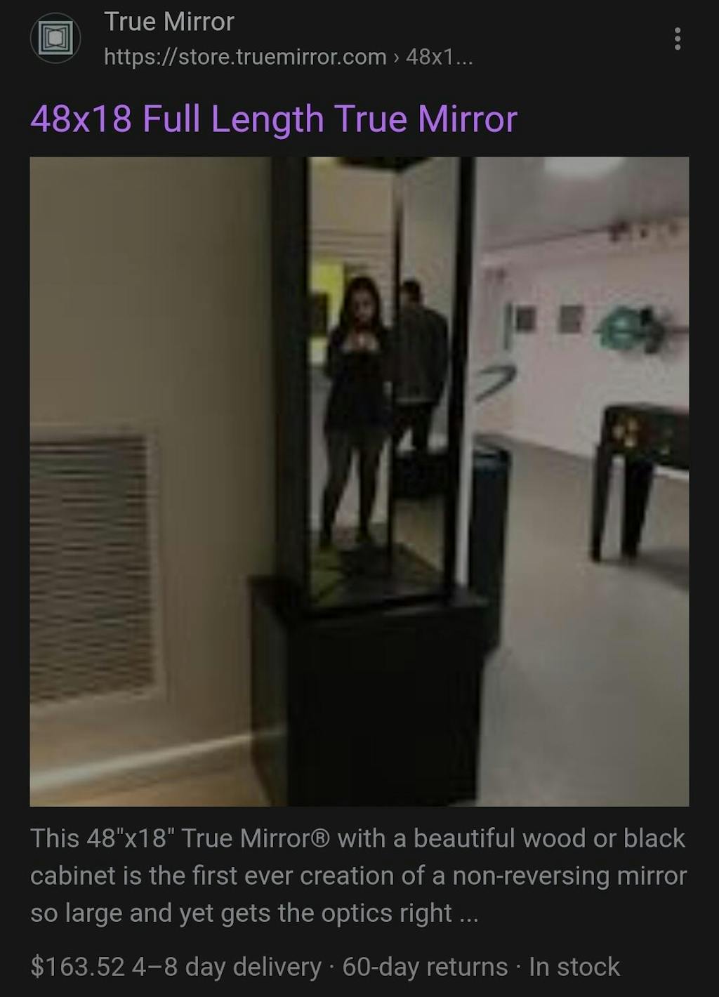 48x18 Full Length True Mirror (NonReversing Mirror)