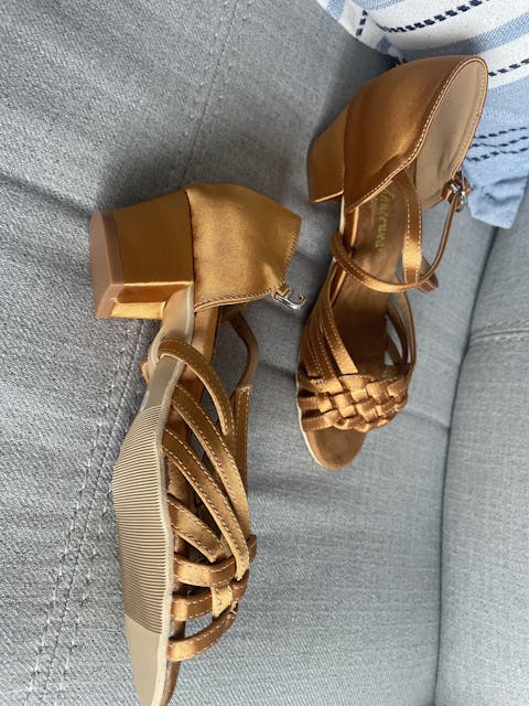 Suntan Ballroom Dance Shoes Latin Salsa Dancing Shoes Low Cuban Heels