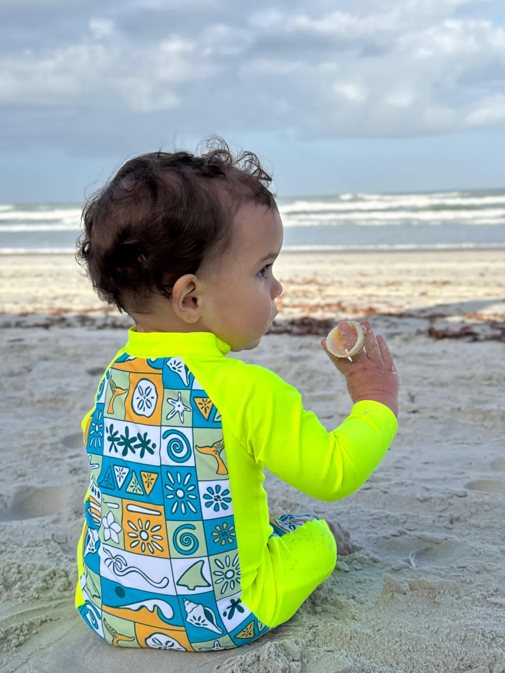 UPF 50+ Swim Romper Neon Yellow Retro Coastal