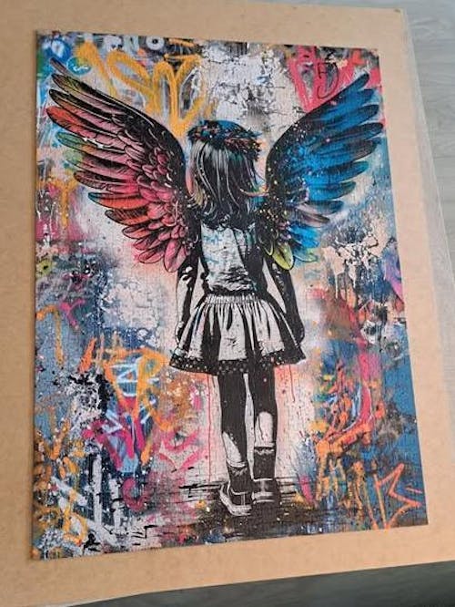 Banksy Angel Wings Little GIrl Jigsaw Puzzles