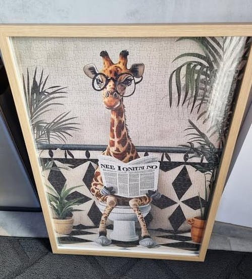 Giraffe Reading Newspaper on Toilet Jigsaw Puzzle