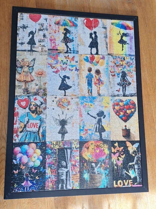 Silhouette Love and Graffiti Art Collage Jigsaw Puzzle