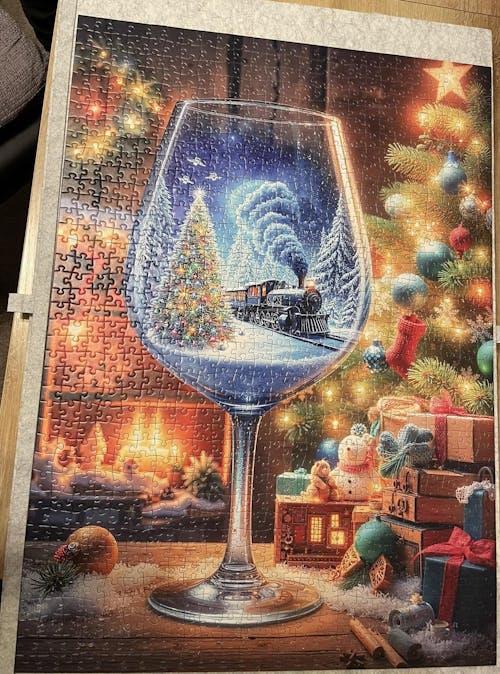 Christmas Train in Wine Glass Jigsaw Puzzle