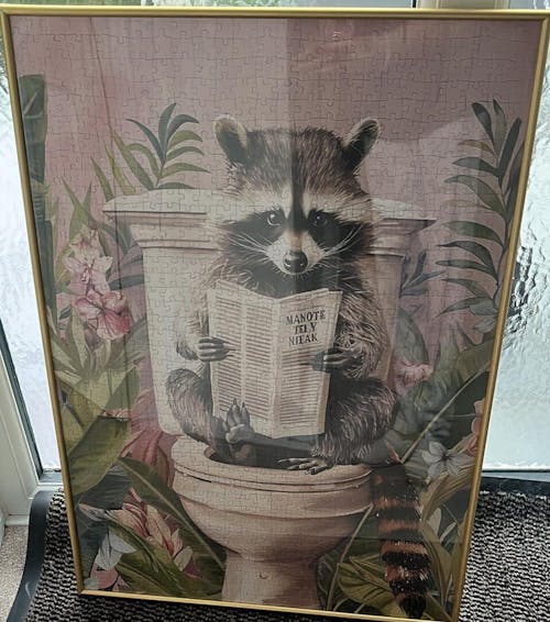 Raccoon on Toilet Jigsaw Puzzle