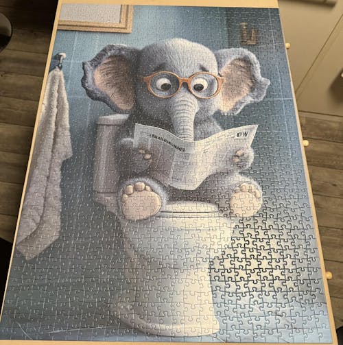 Playful Elephant in Glasses Jigsaw Puzzle