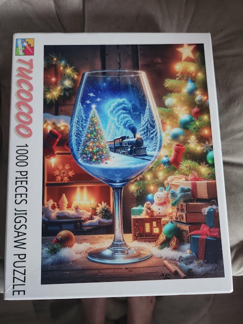 Christmas Train in Wine Glass Jigsaw Puzzle