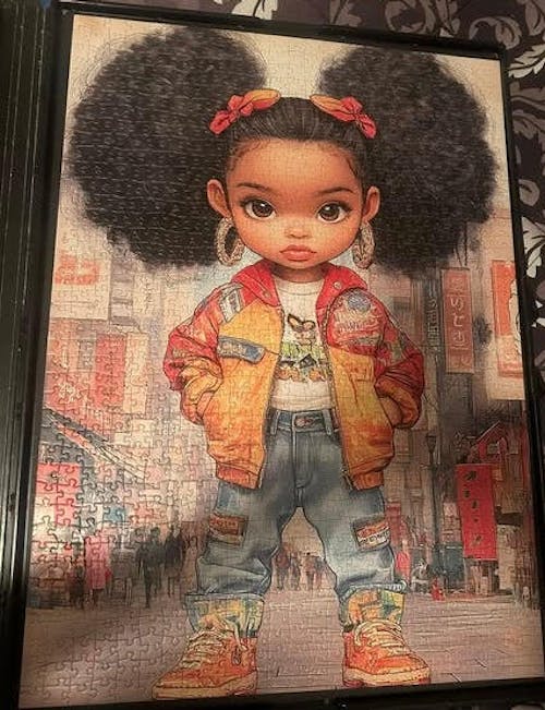 Stylish Girl in Street Fashion Jigsaw Puzzle