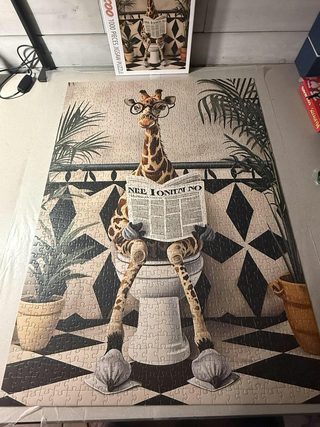 Giraffe Reading Newspaper on Toilet Jigsaw Puzzle