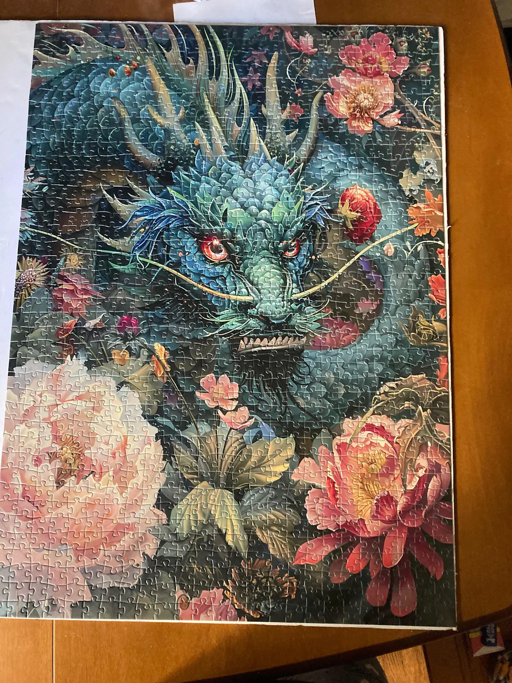 Dragon Among Flowers Jigsaw Puzzle