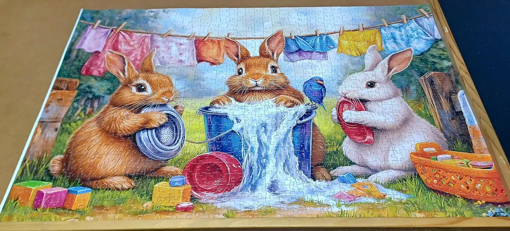 Playful Bunnies Laundry Day Jigsaw Puzzle