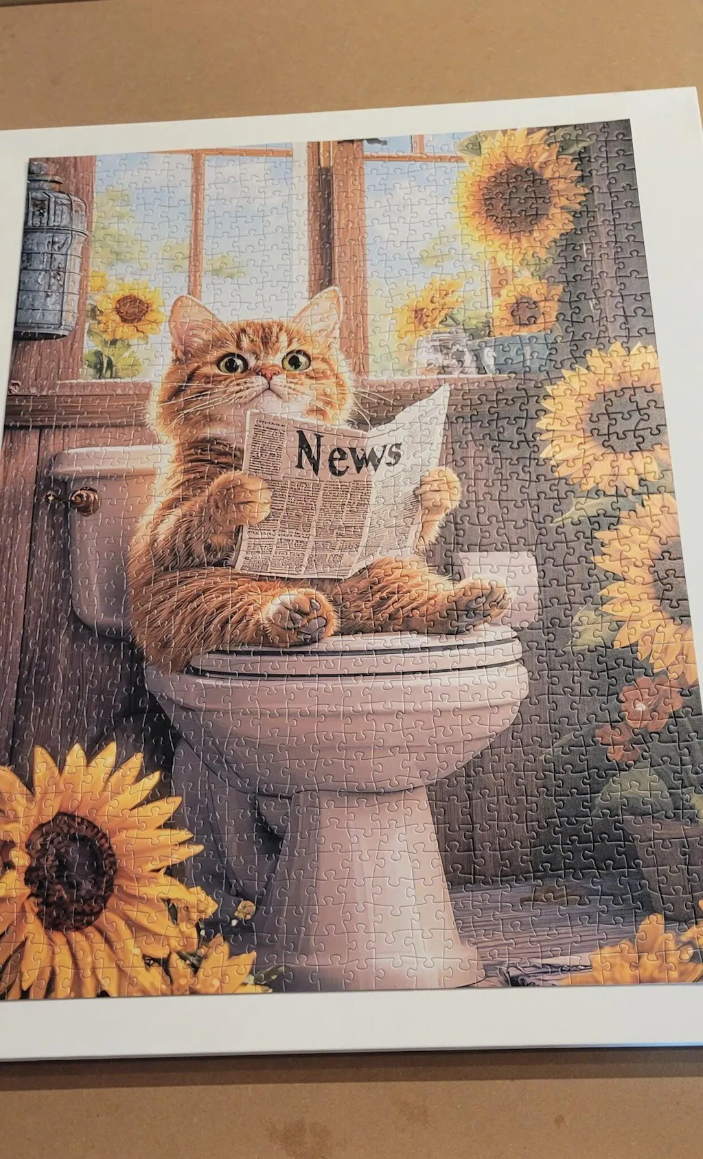 Sunflower Morning Cat Jigsaw Puzzle