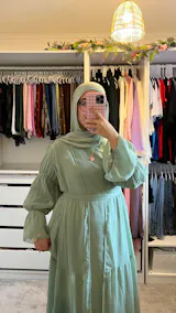 HAYAT Premium Chiffon Open Abaya - Mint (Inner Dress Sold Separately)