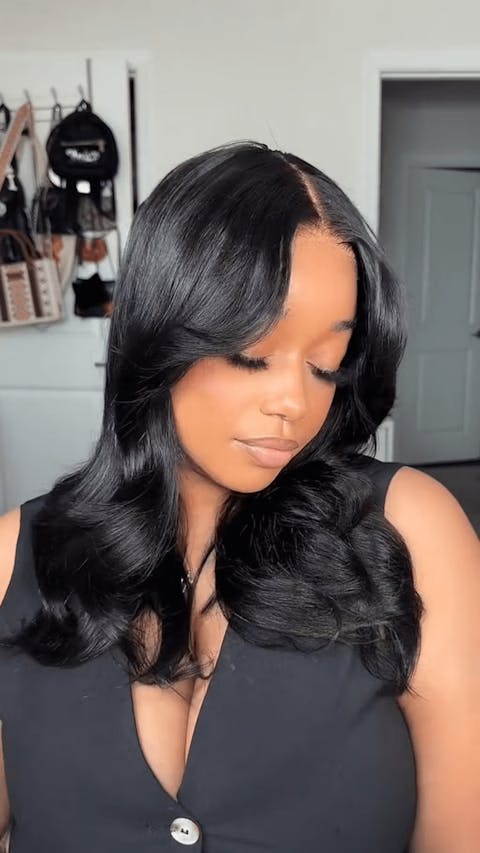 250% Density Curtain Bangs And Layered Cut Design Glueless Lace Wig