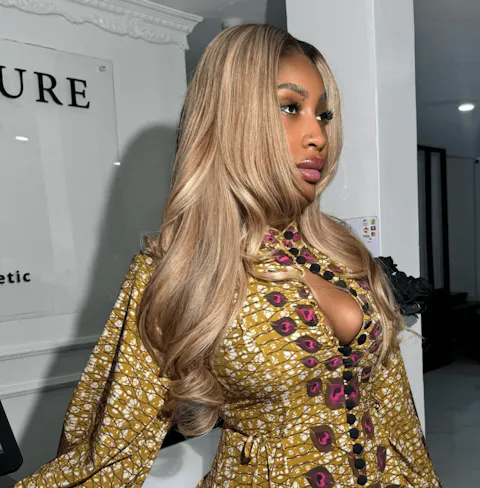 Tuneful Professional Toned Colored Rich Girl Vibe Balayage Blonde Highlight HD Transparent Lace Front Human Hair Wigs