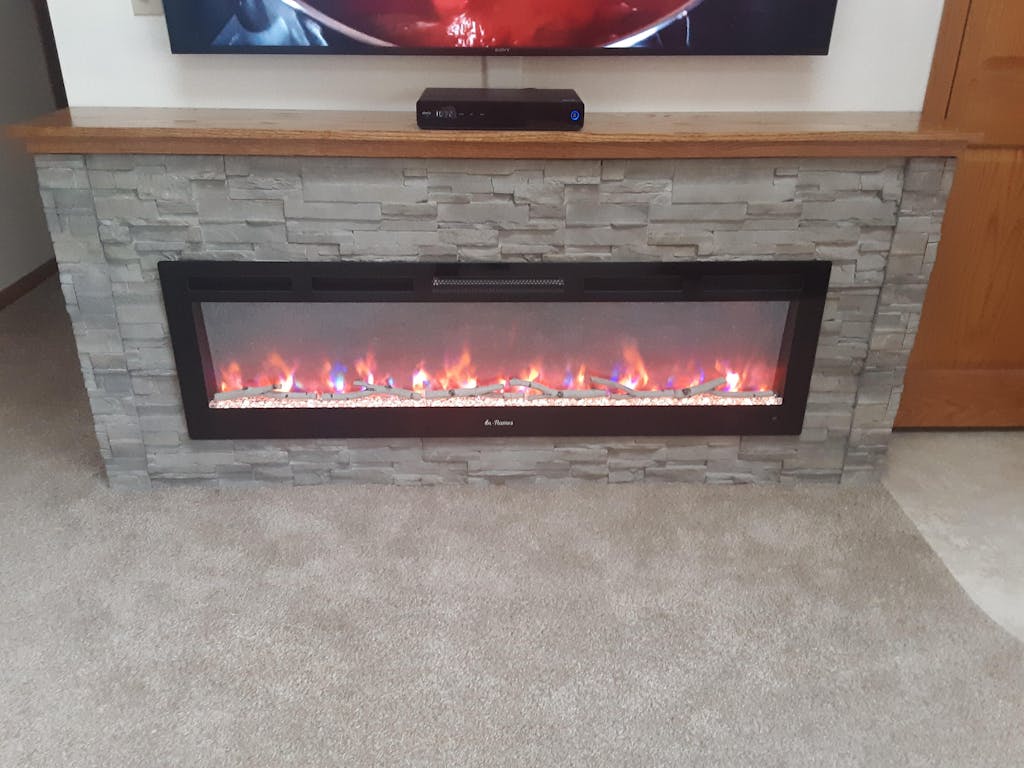 Turbro 60” Smart Wifi Infrared Electric Fireplace With Sound Crackling And Realistic Flame 6419