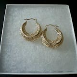 Elegant Filigree Gold Hoop Earrings with Intricate Scrollwork Design