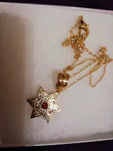 Star of David Filigree Pendant with Garnet or Citrine – Optional Chain