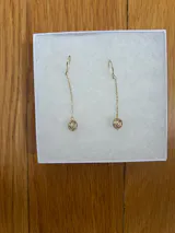 Filigree Drop Ball Long Threader Earrings