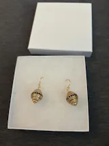 Filigree Drop Earrings with Black Spinel