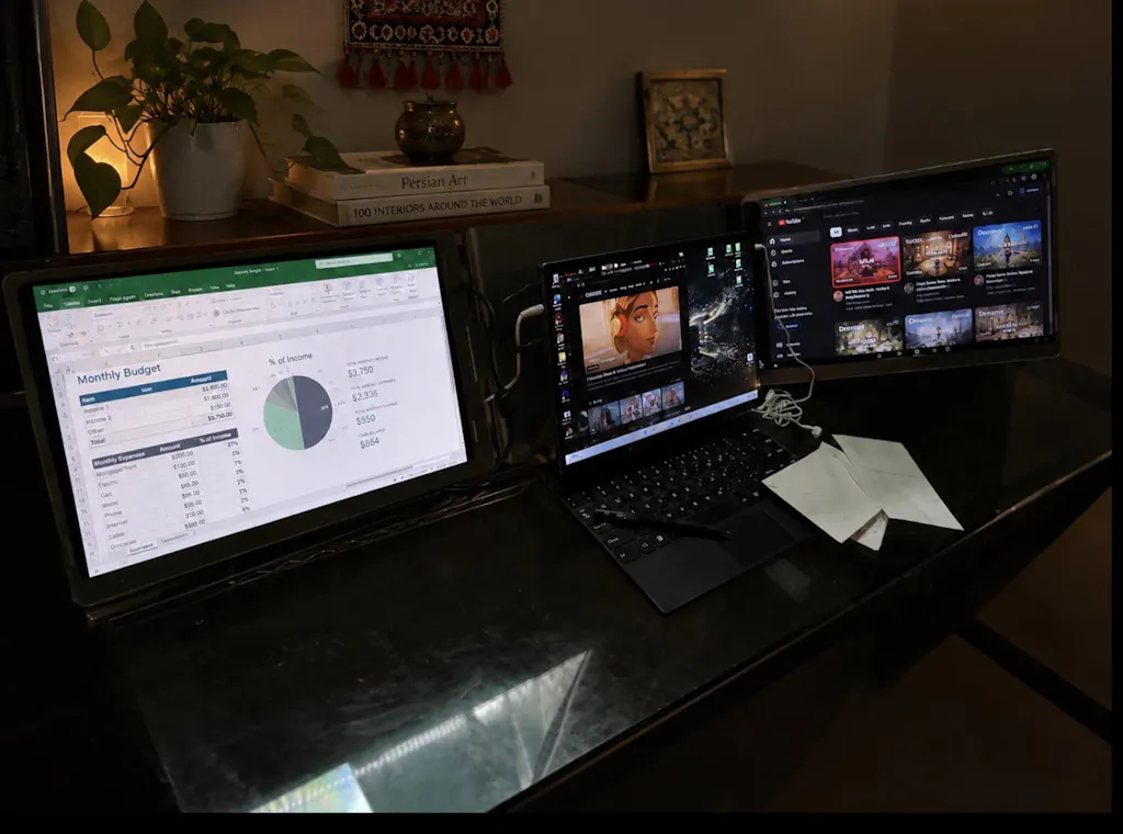 TUTT 16” Dual Portable Monitor | Single Cable Connection | 16:10 Ratio IPS, Stand-Alone Design | Windows, MacBook | S900