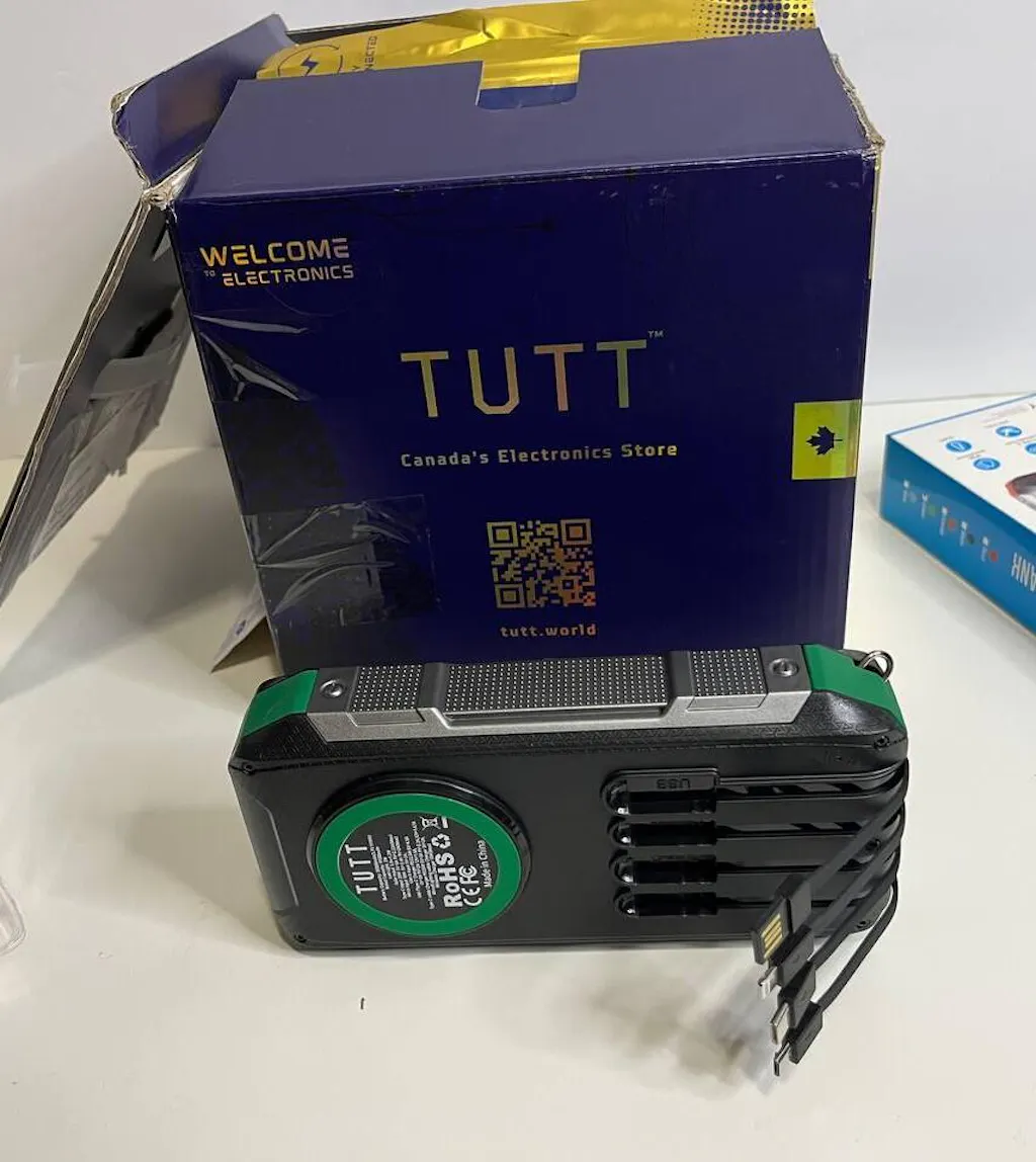TUTT Solar Power Bank 30,000mAh Rugged Magnetic Wireless Power Bank | MagSafe Built-in Cable, Flashlight | USB-C/Lightning/Micro-USB S5