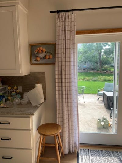 Stefana Silber Print Linen Blend Curtain Drapery Pleated