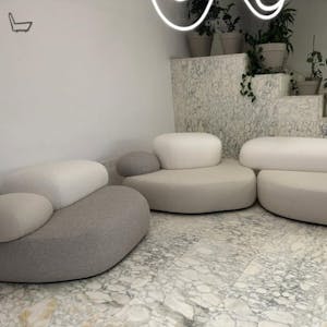 Pebble Cobblestone Curved Fabric Sofa – Artistic Rock-Inspired Modular Design Sofa Set for Living Room