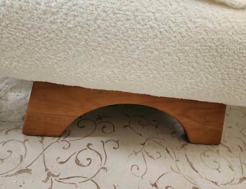 Calina- Mid Century Cozy Upholstered Accent Lounge Chair with Wooden Base and Backrest Pillow