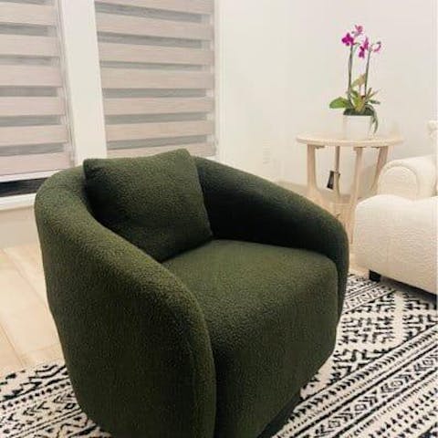 Evania Accent Chair- 32" Wide Upholstered 360 Revolving Swivel Barrel Armchair for Living Room